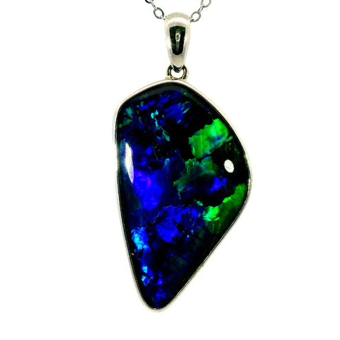 Triplet Opal Pendant in 925 Sterling Silver - Green-Blue