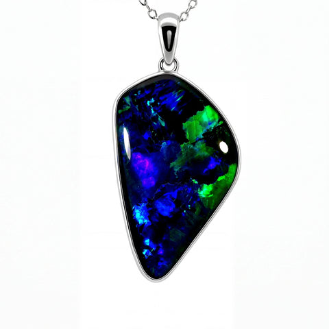 Triplet Opal Pendant in 925 Sterling Silver - Green-Blue - Australian Opal Cutters and Pearl Divers