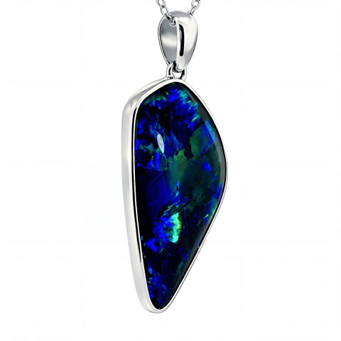 Triplet Opal Pendant in 925 Sterling Silver - Green-Blue - Australian Opal Cutters and Pearl Divers
