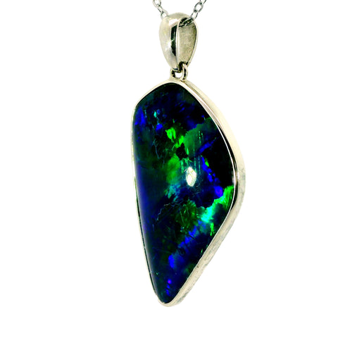 Triplet Opal Pendant in 925 Sterling Silver - Green-Blue