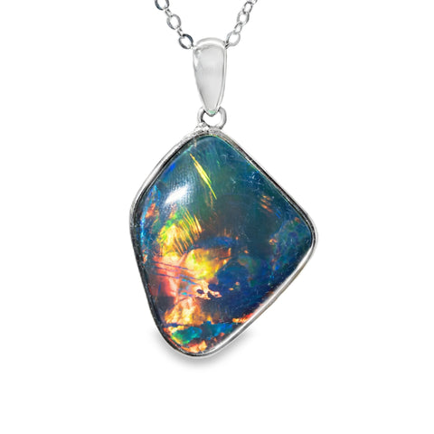 Triplet Opal Pendant in 925 Sterling Silver - Multicolour