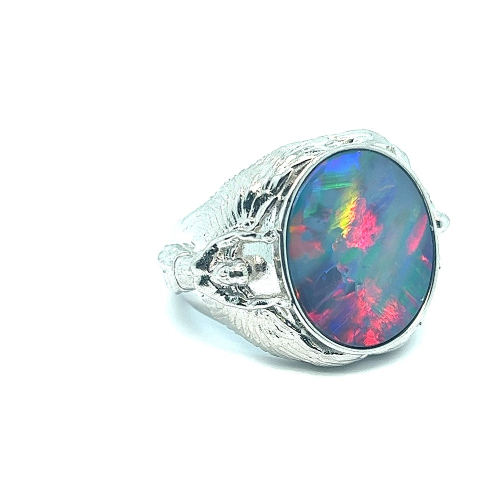 Australian Opal Doublet Ring set in Sterling Silver