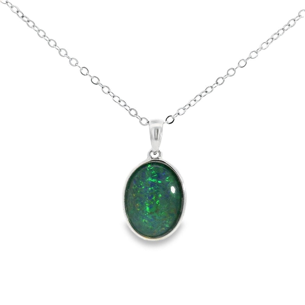 Triplet Opal 10x14mm Bezel Pendant set in Sterling Silver