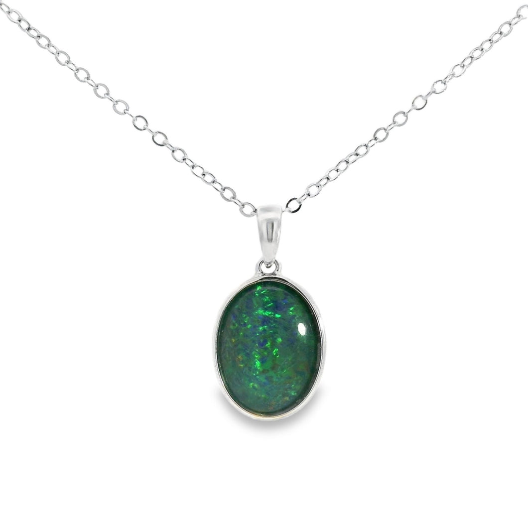 Australian Triplet Opal 10x14mm Bezel Pendant Set in Sterling Silver