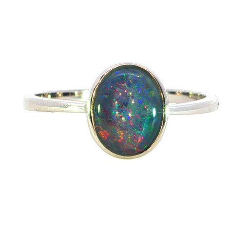 Triplet Opal Ring in 925 Sterling Silver - Multicolour