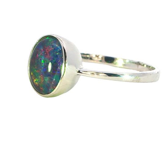 Triplet Opal Ring in 925 Sterling Silver - Multicolour