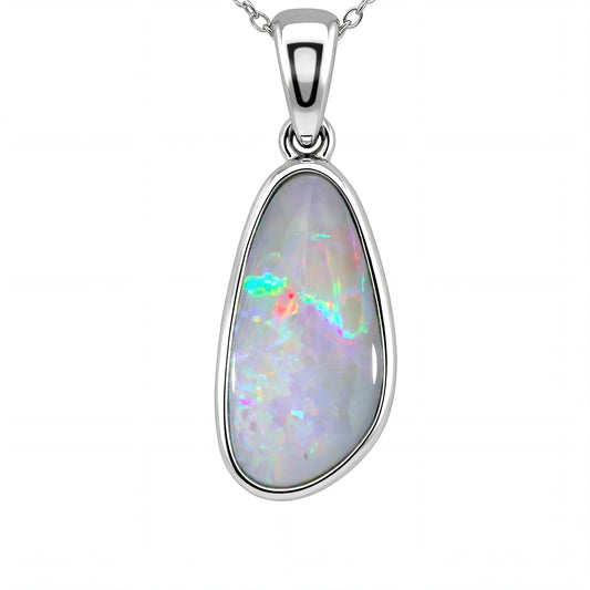 Dark Opal Pendant in 925 Sterling Silver - Multicolour - Australian Opal Cutters and Pearl Divers