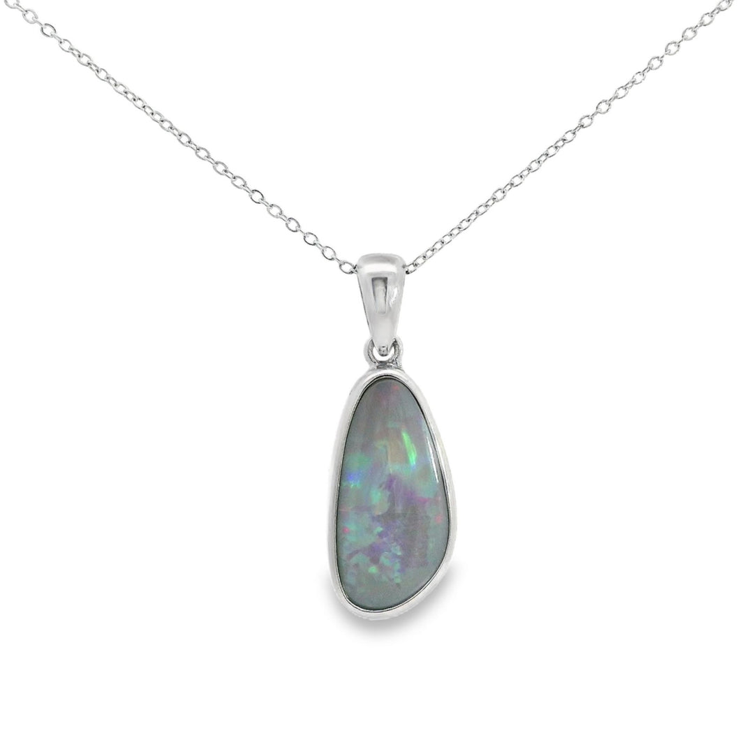 Australian Opal Black Pendant set in Sterling Silver