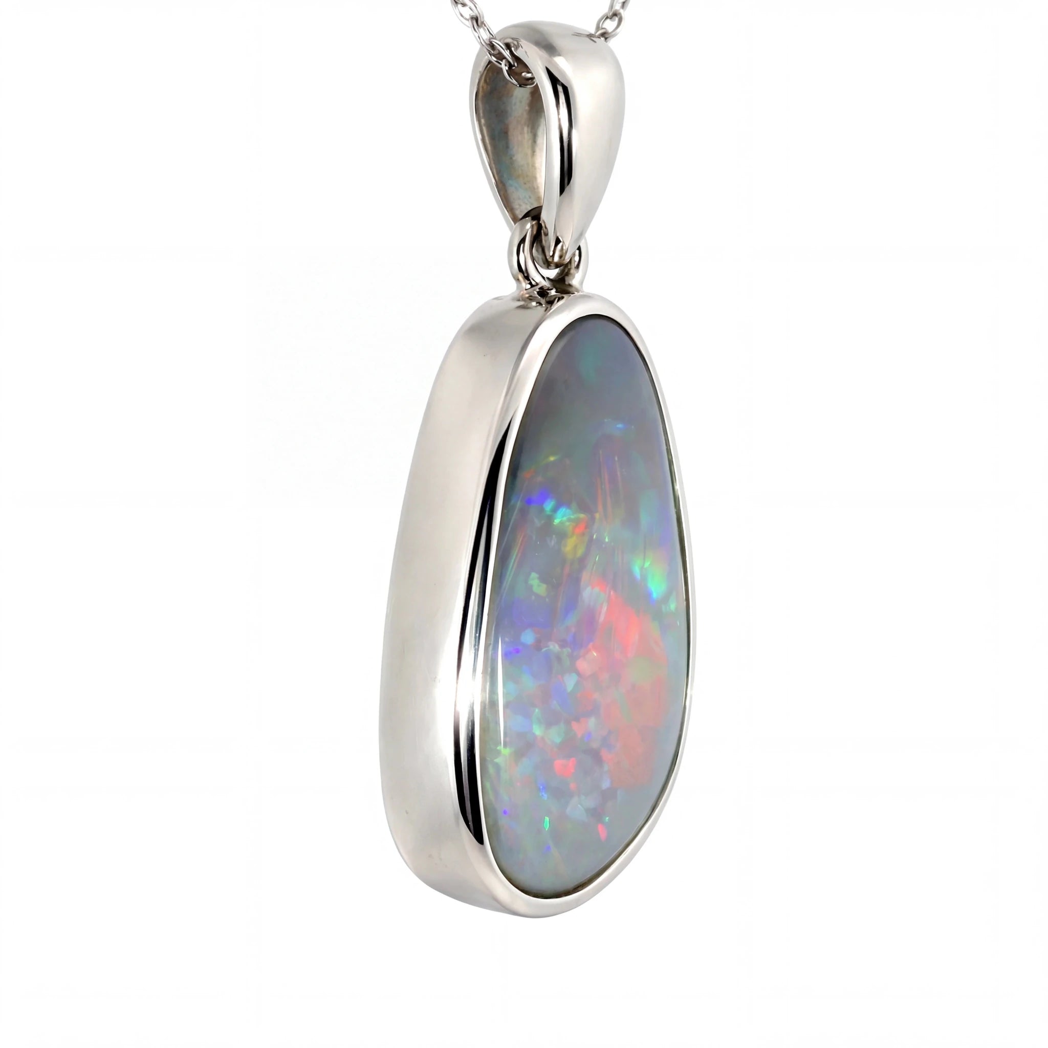 Dark Opal Pendant in 925 Sterling Silver - Multicolour - Australian Opal Cutters and Pearl Divers