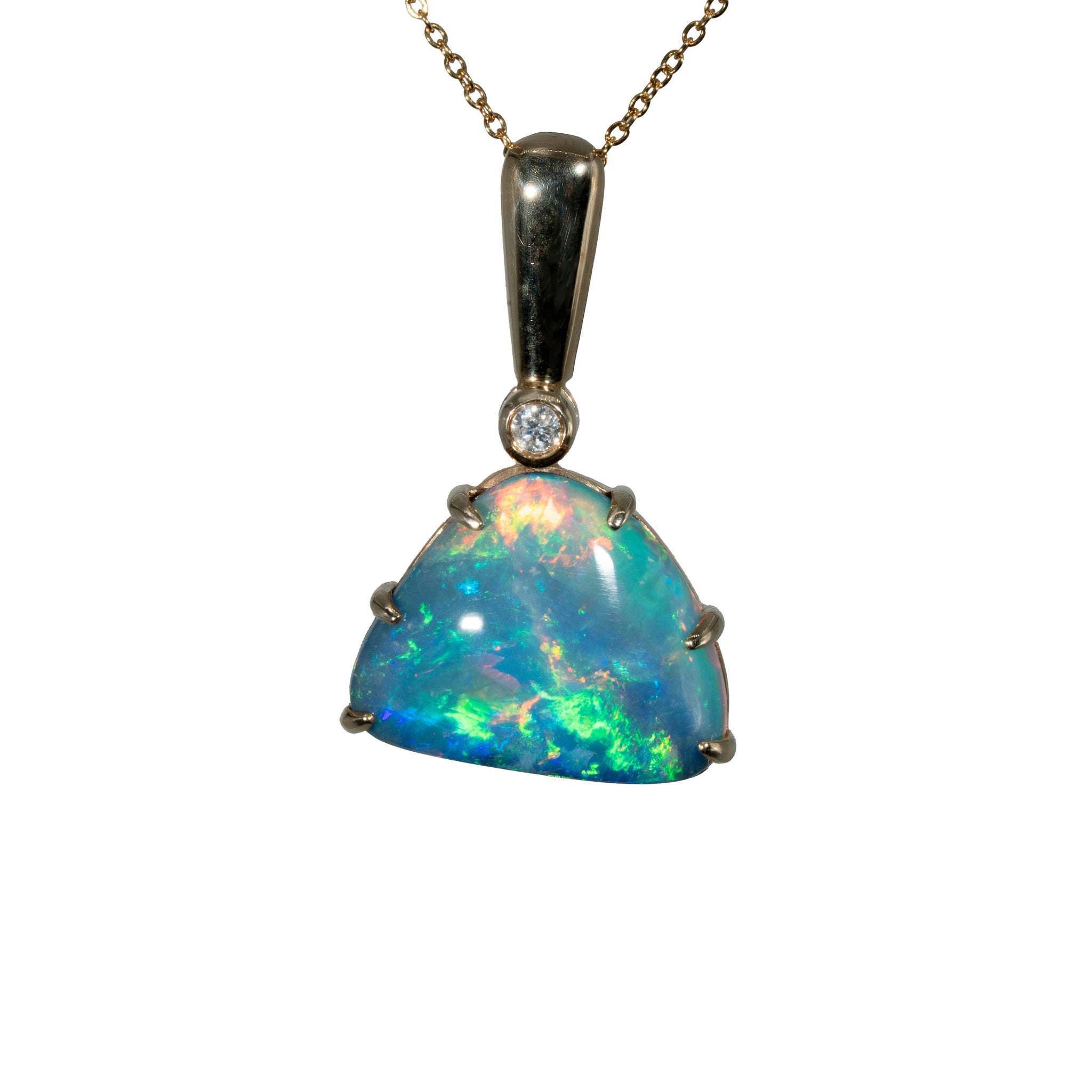 Doublet Opal Pendant in 9K Yellow Gold - Multicolour