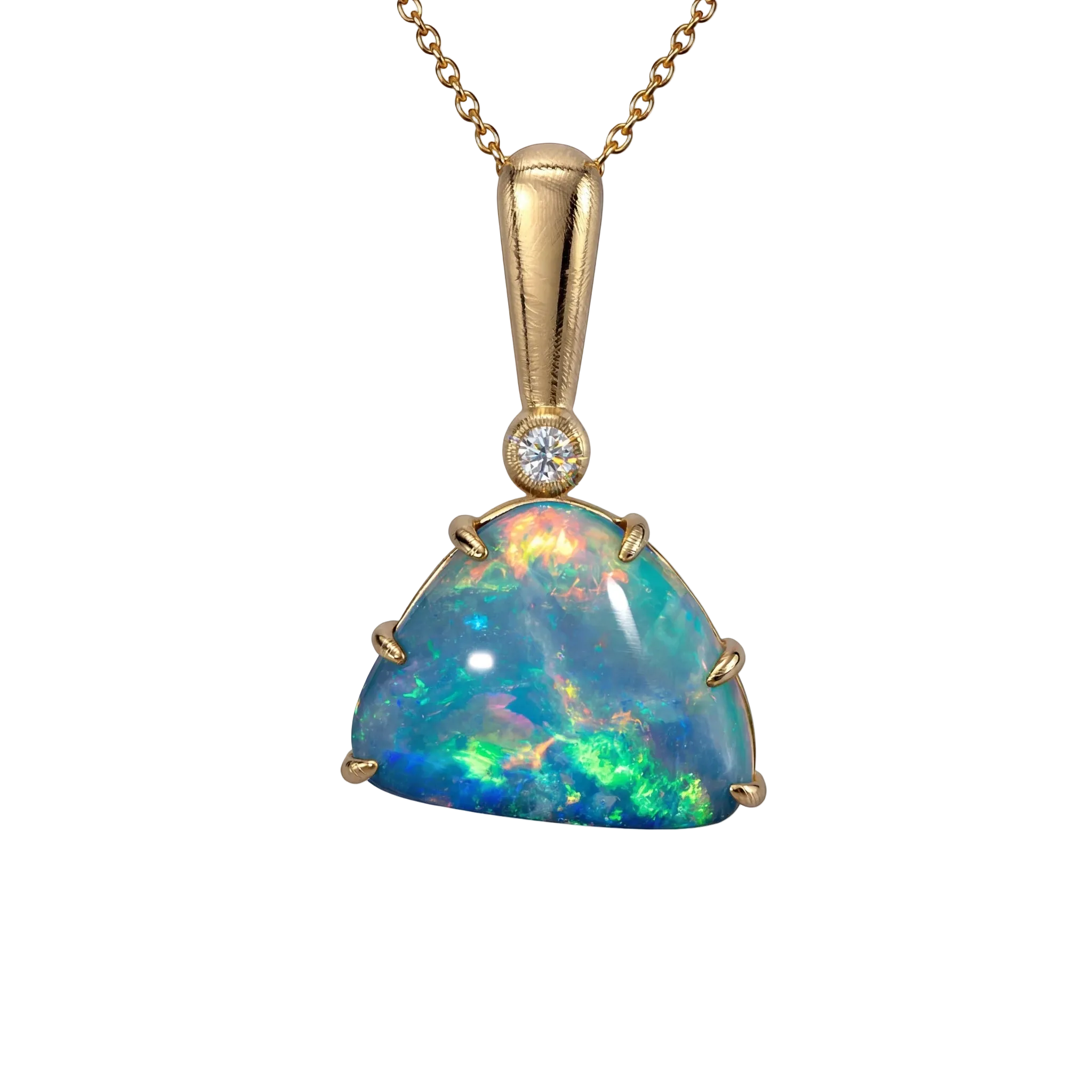 Doublet Opal Pendant in 9K Yellow Gold - Multicolour - Australian Opal Cutters and Pearl Divers