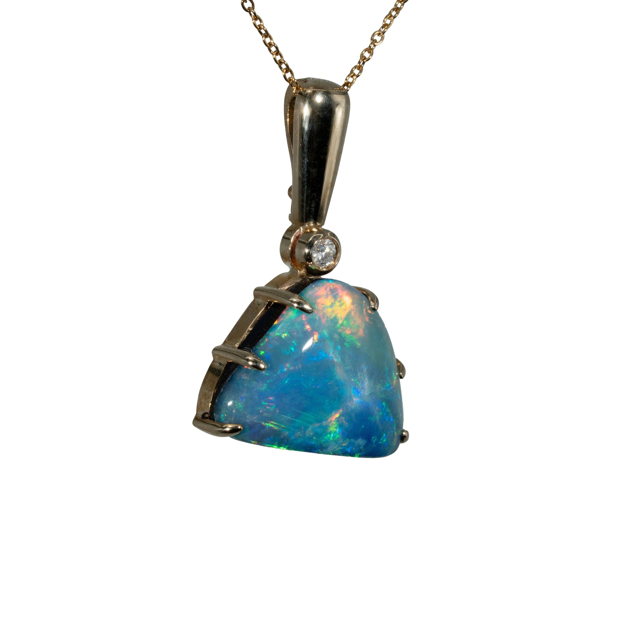 Doublet Opal Pendant in 9K Yellow Gold - Multicolour