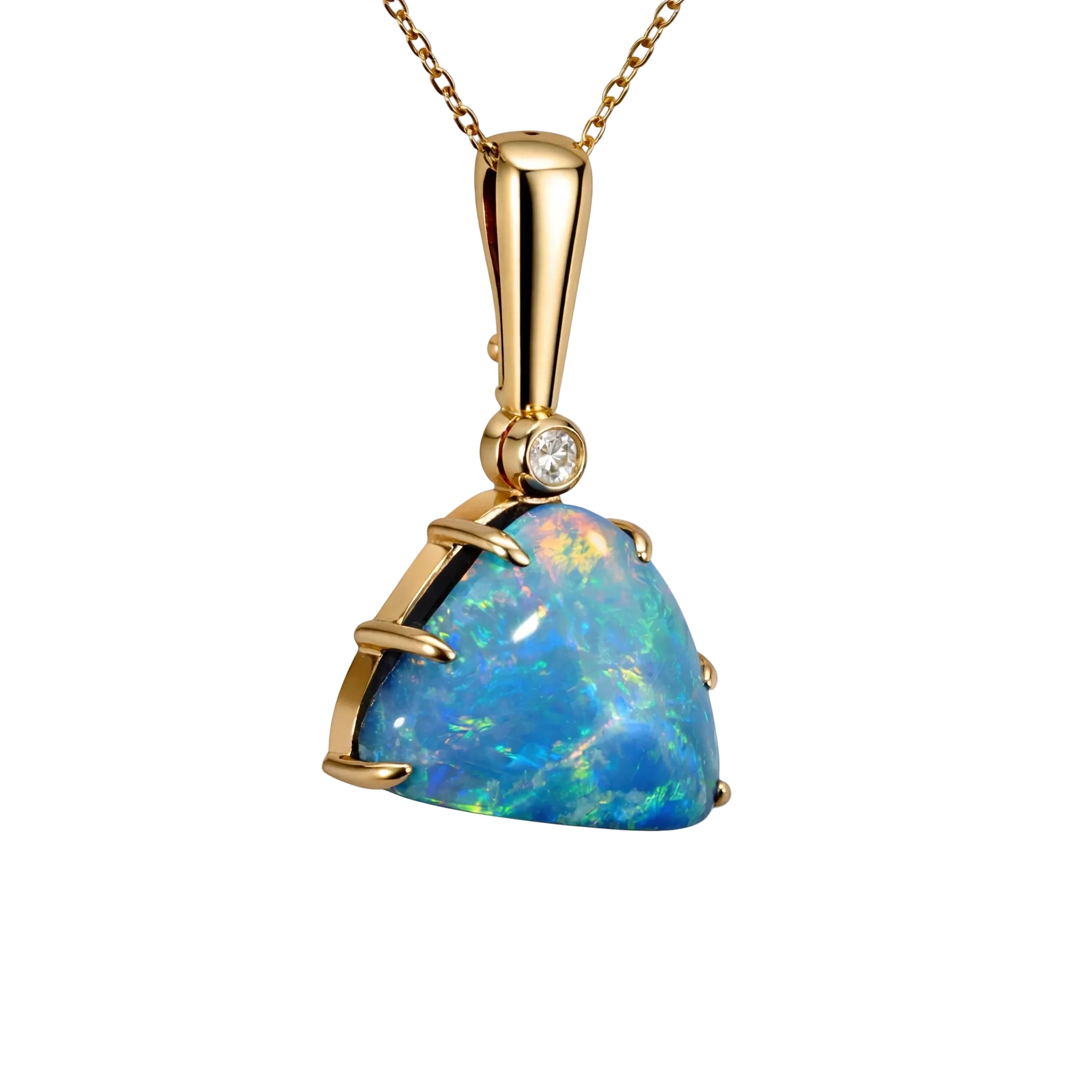 Doublet Opal Pendant in 9K Yellow Gold - Multicolour - Australian Opal Cutters and Pearl Divers
