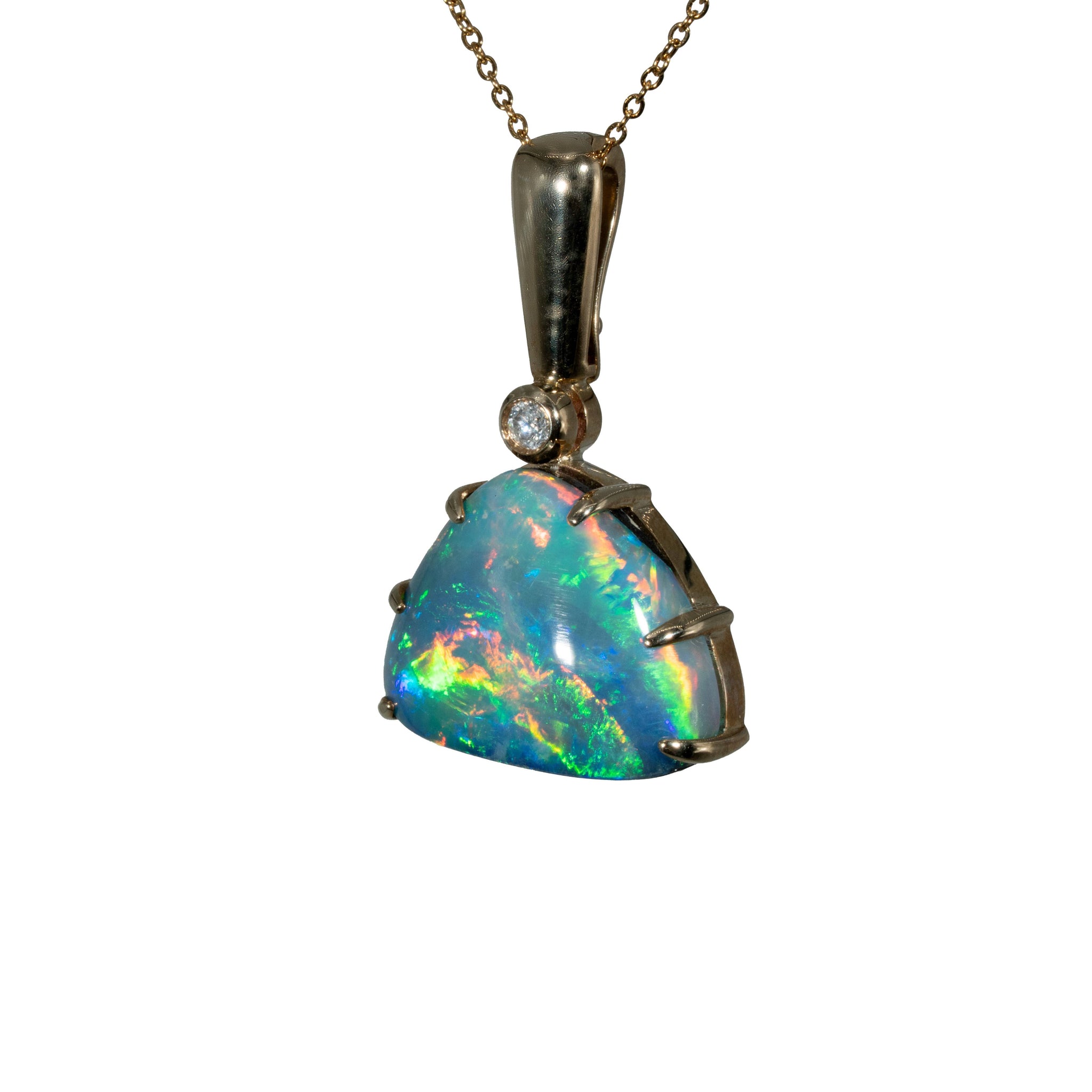 Doublet Opal Pendant in 9K Yellow Gold - Multicolour