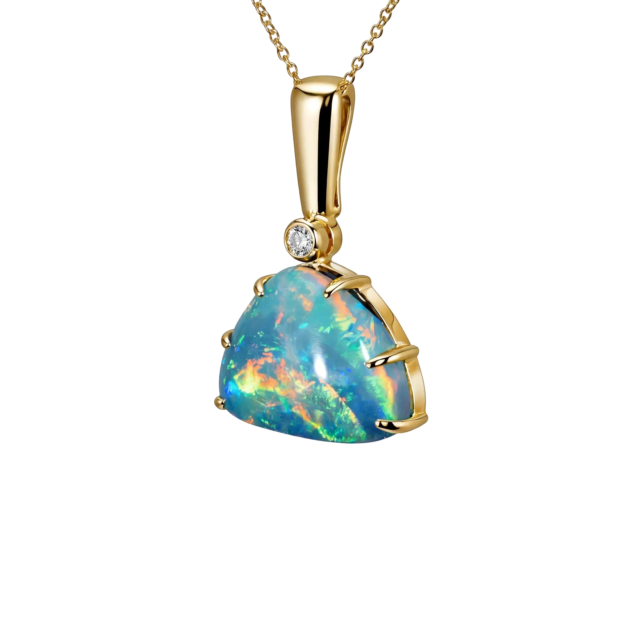 Doublet Opal Pendant in 9K Yellow Gold - Multicolour - Australian Opal Cutters and Pearl Divers