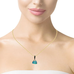 Doublet Opal Pendant in 9K Yellow Gold - Multicolour