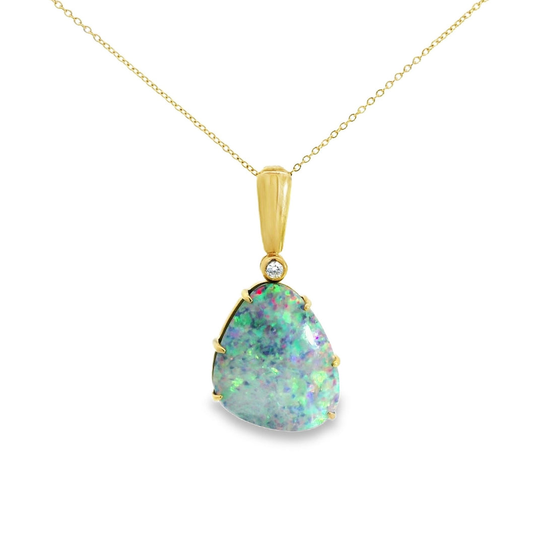 Australian Opal Doublet Pendant set in 9K Yellow Gold