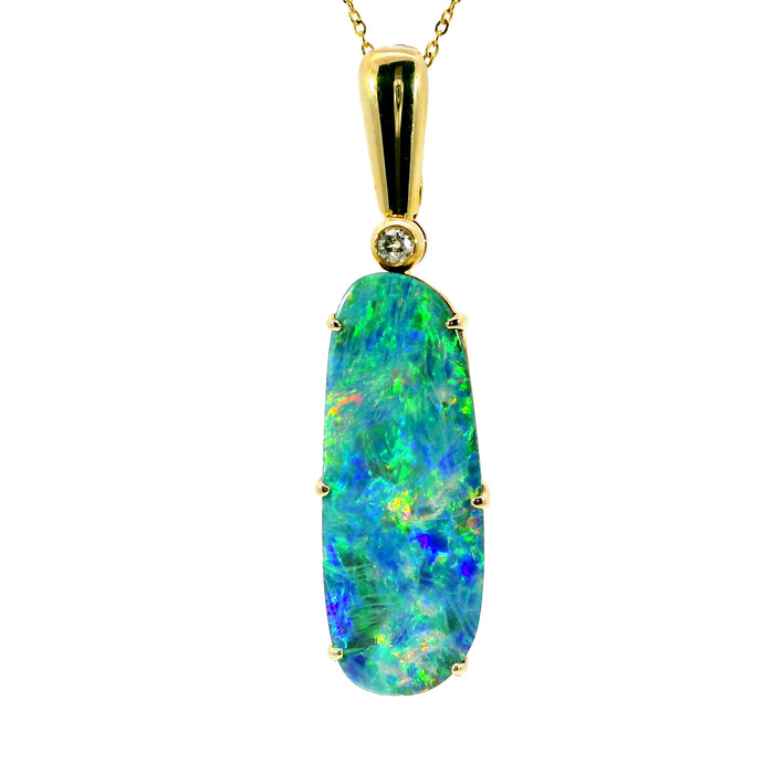 Doublet Opal Pendant in 9K Yellow Gold - Multicolour