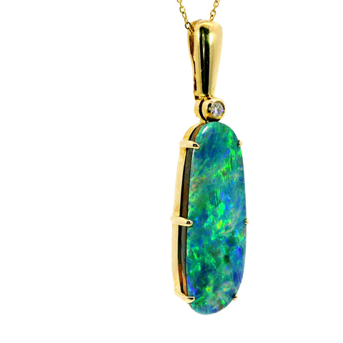 Doublet Opal Pendant in 9K Yellow Gold - Multicolour