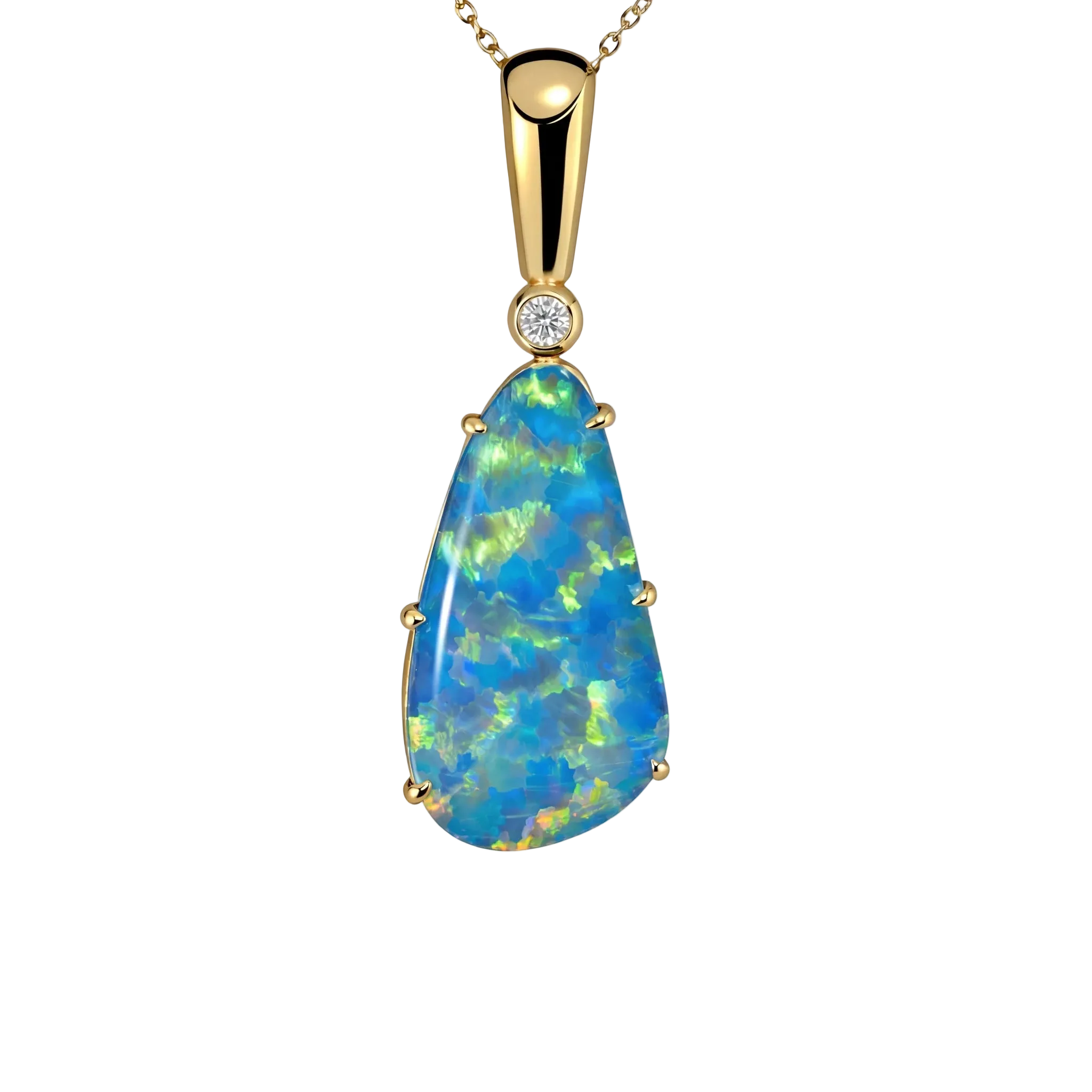 Doublet Opal Pendant in 9K Yellow Gold - Multicolour - Australian Opal Cutters and Pearl Divers