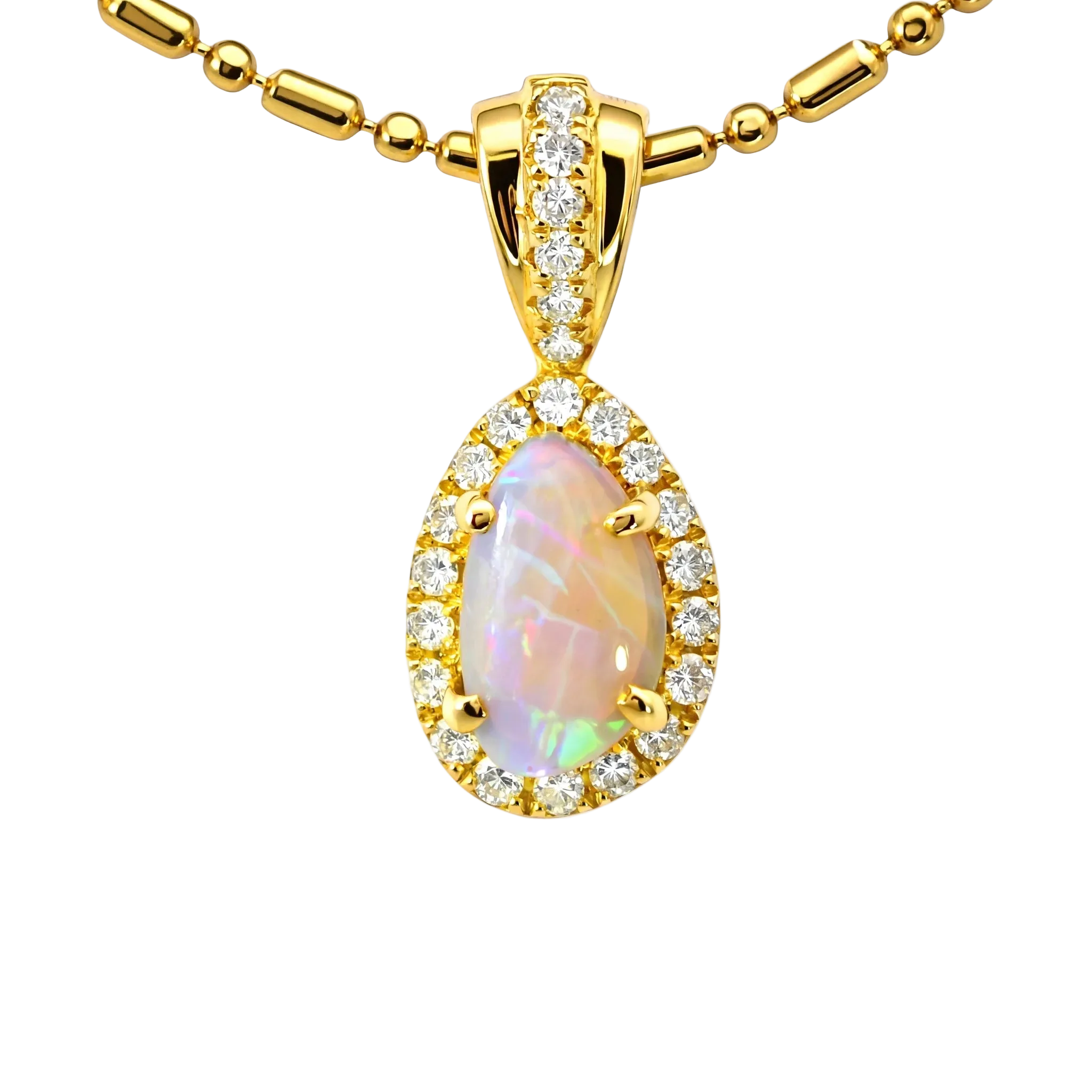 Dark Opal Pendant in 9K Yellow Gold - Multicolour - Australian Opal Cutters and Pearl Divers