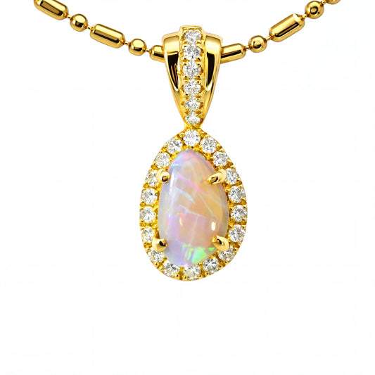 Dark Opal Pendant in 9K Yellow Gold - Multicolour