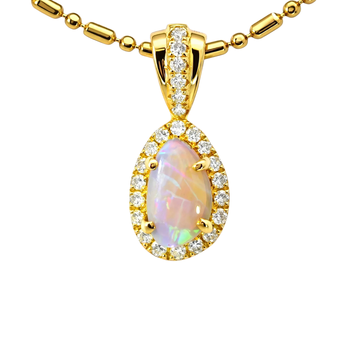Dark Opal Pendant in 9K Yellow Gold - Multicolour - Australian Opal Cutters and Pearl Divers