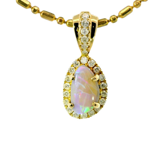 Black Opal Pendant in 9K Yellow Gold - Multicolour