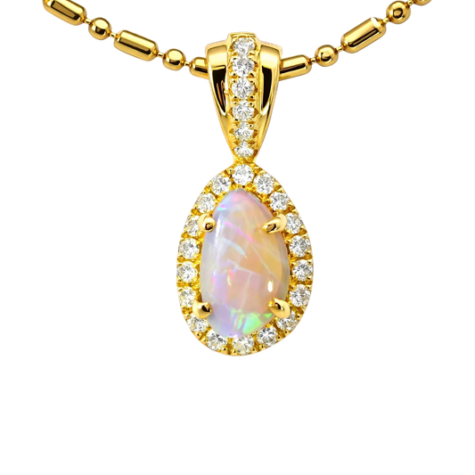 Dark Opal Pendant in 9K Yellow Gold - Multicolour - Australian Opal Cutters and Pearl Divers