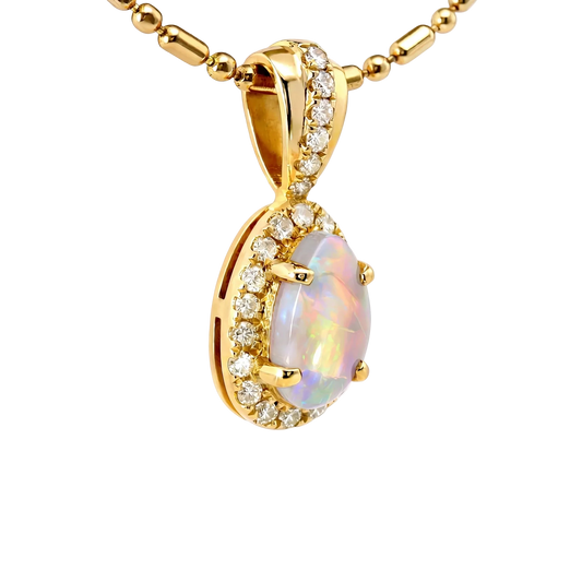 Dark Opal Pendant in 9K Yellow Gold - Multicolour - Australian Opal Cutters and Pearl Divers