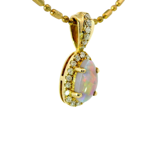 Black Opal Pendant in 9K Yellow Gold - Multicolour