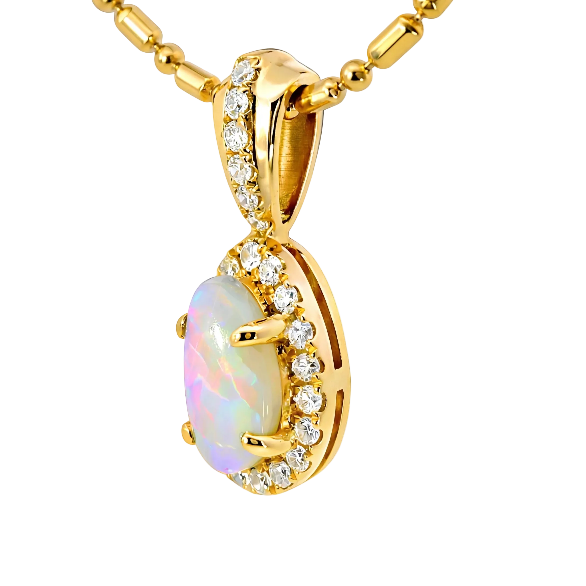 Dark Opal Pendant in 9K Yellow Gold - Multicolour - Australian Opal Cutters and Pearl Divers