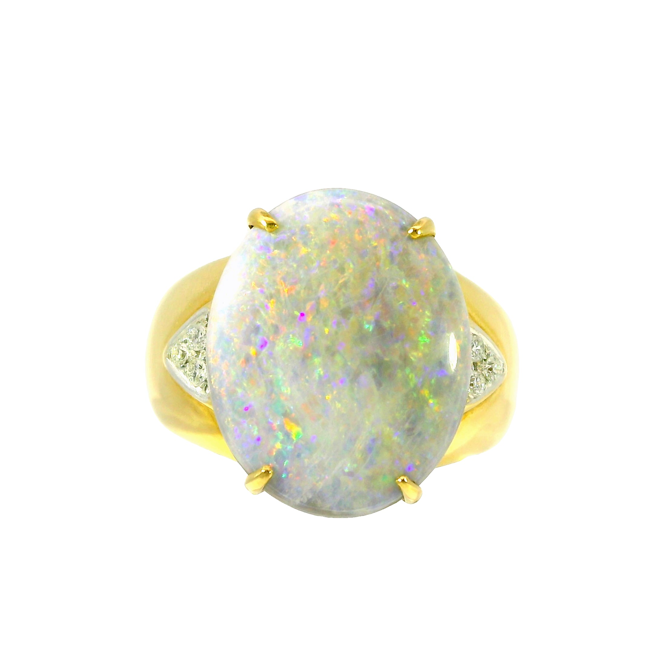 Black Opal Men's Ring in 18K Yellow Gold - Multicolour