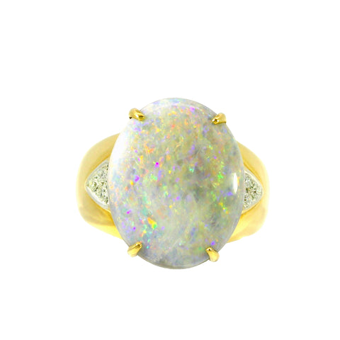 Black Opal Men's Ring in 18K Yellow Gold - Multicolour