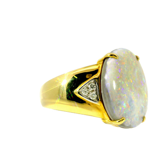 Black Opal Men's Ring in 18K Yellow Gold - Multicolour