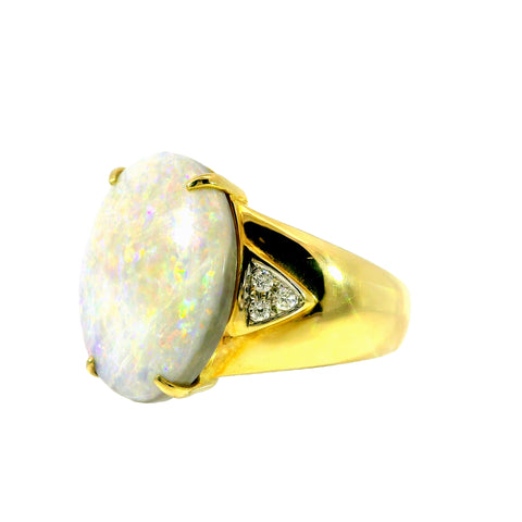 Black Opal Men's Ring in 18K Yellow Gold - Multicolour