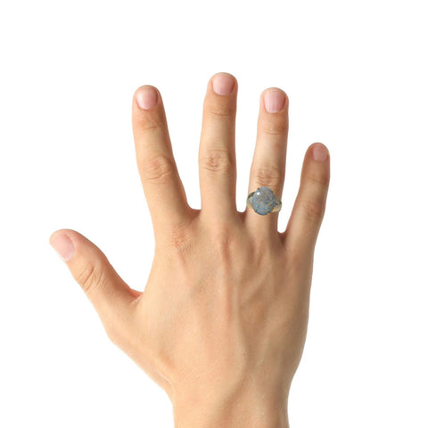 Black Opal Men's Ring in 18K Yellow Gold - Multicolour