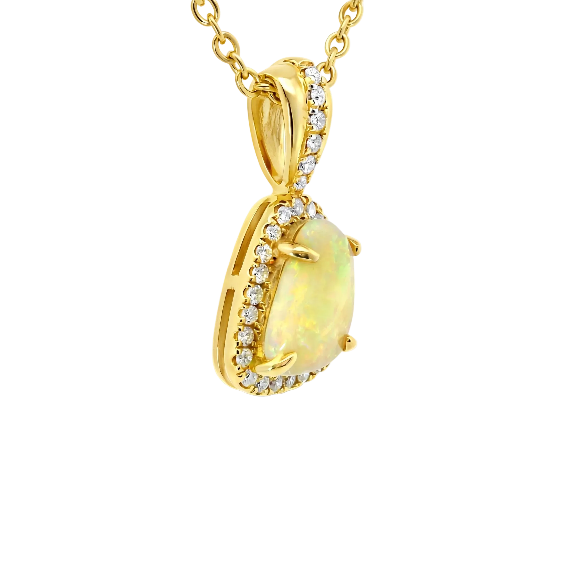 Light Opal Pendant in 9K Yellow Gold - Multicolour - Australian Opal Cutters and Pearl Divers