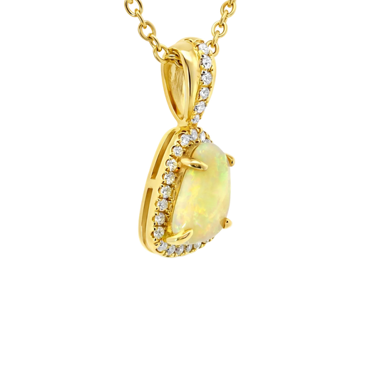 Light Opal Pendant in 9K Yellow Gold - Multicolour - Australian Opal Cutters and Pearl Divers