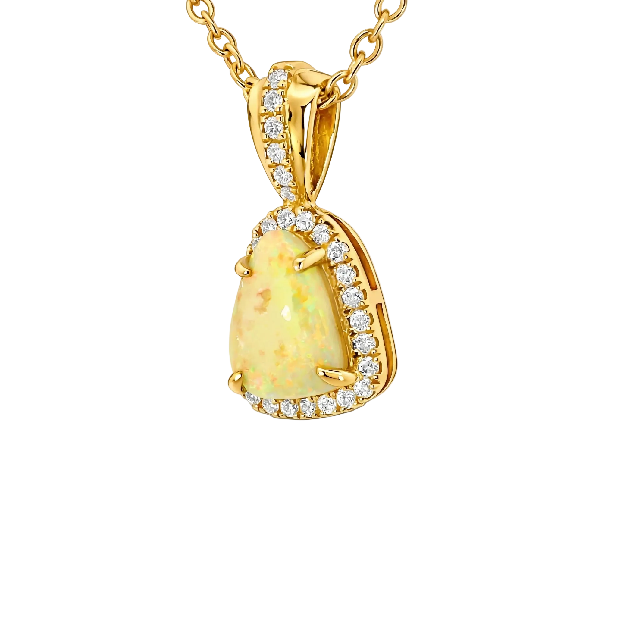 Light Opal Pendant in 9K Yellow Gold - Multicolour - Australian Opal Cutters and Pearl Divers