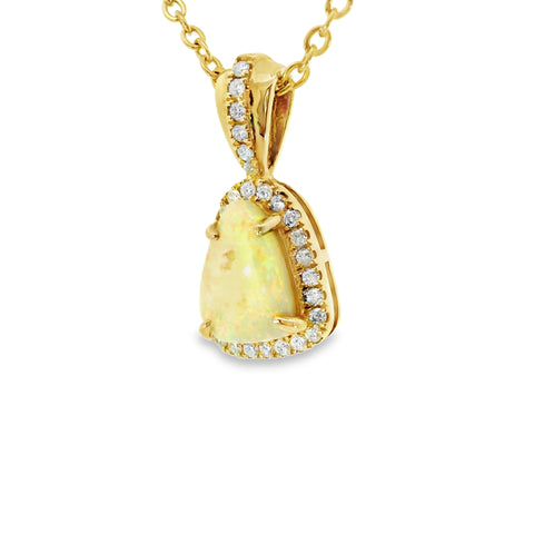 Light Opal Pendant in 9K Yellow Gold - Multicolour