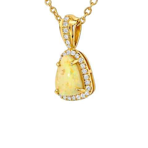 Light Opal Pendant in 9K Yellow Gold - Multicolour - Australian Opal Cutters and Pearl Divers