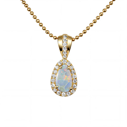 Dark Opal Pendant in 9K Yellow Gold - Multicolour