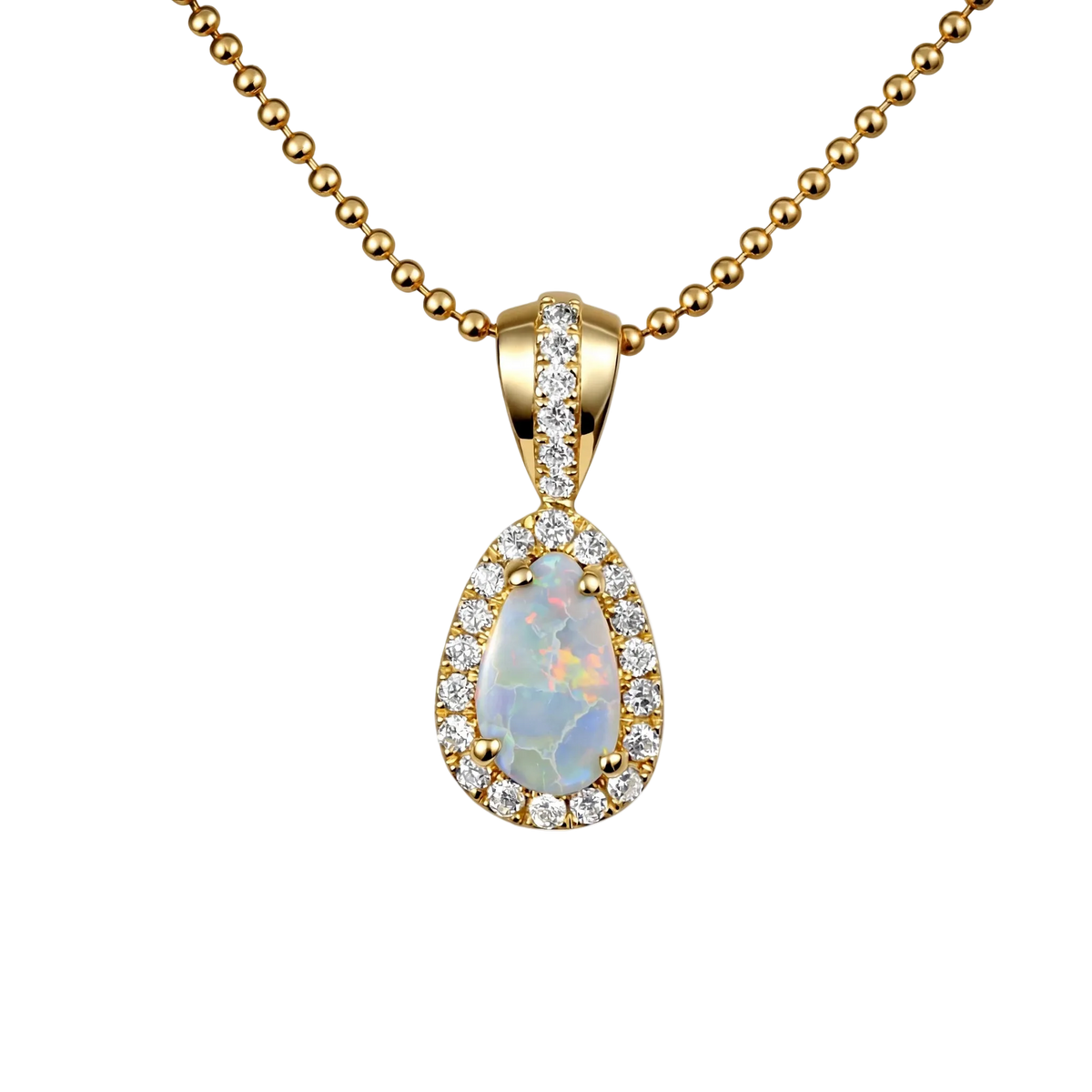 Dark Opal Pendant in 9K Yellow Gold - Multicolour - Australian Opal Cutters and Pearl Divers