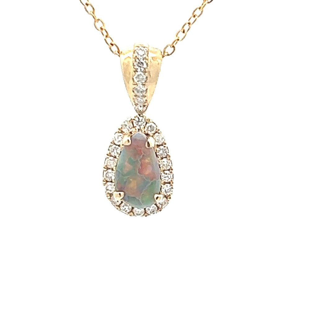 Australian Black Opal Pendant Set in 9K Gold