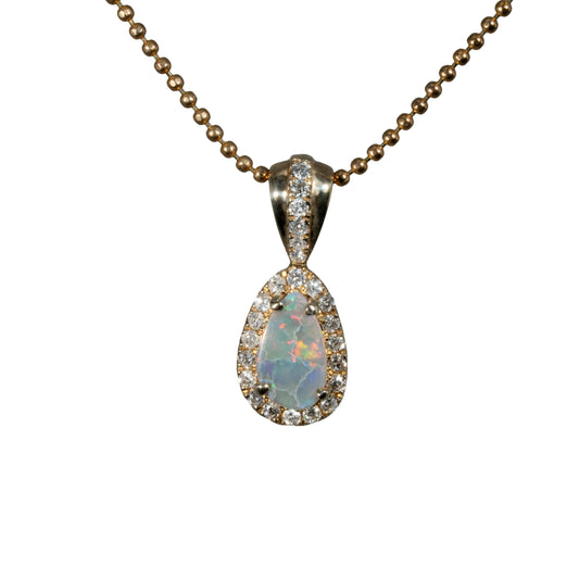 Black Opal Pendant in 9K Yellow Gold - Multicolour