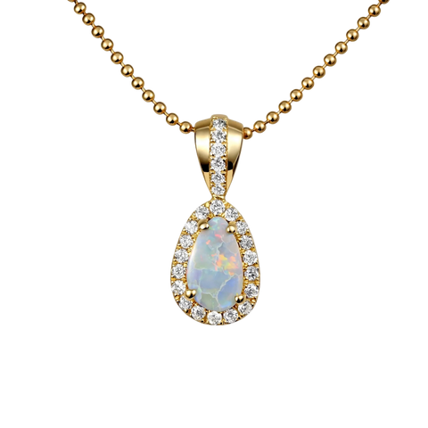 Dark Opal Pendant in 9K Yellow Gold - Multicolour - Australian Opal Cutters and Pearl Divers