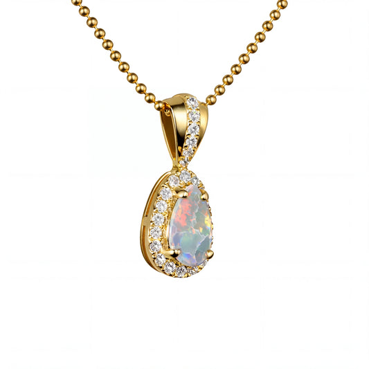 Dark Opal Pendant in 9K Yellow Gold - Multicolour