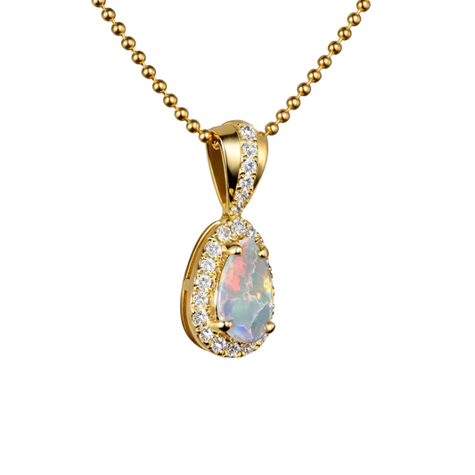 Dark Opal Pendant in 9K Yellow Gold - Multicolour - Australian Opal Cutters and Pearl Divers
