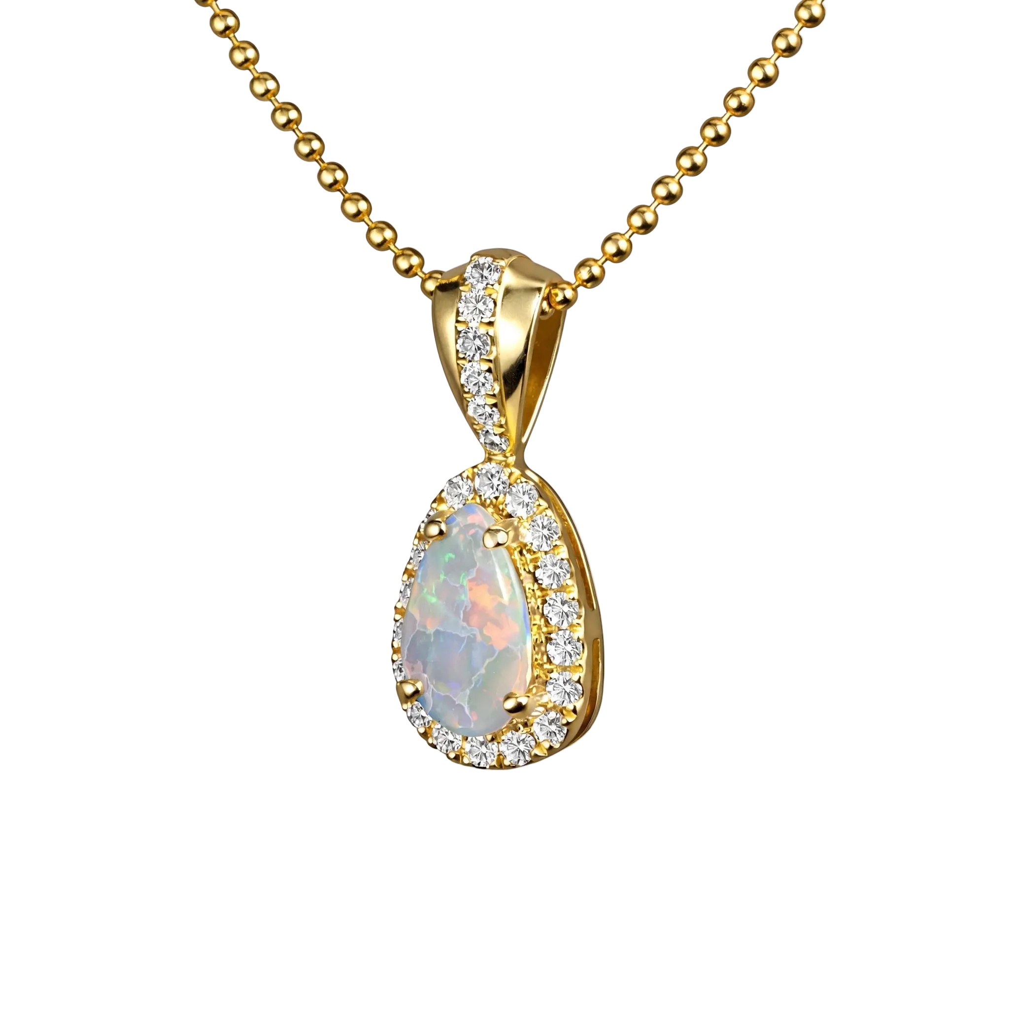 Dark Opal Pendant in 9K Yellow Gold - Multicolour - Australian Opal Cutters and Pearl Divers